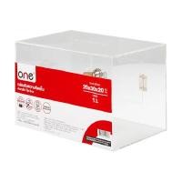 ราคา ONE กล่องทิปอะคริลิก แบบมีล็อก สีใส ขนาด 20x30x20 ซม. (2091669)