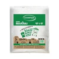 ราคา CHAMPION ถุงขยะก้นเหลี่ยม ขาวใส ขนาด 26x34 นิ้ว (15 ใบ/แพ็ก) (YD34488)