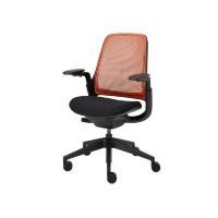 ราคา Modernform เก้าอี้เพื่อสุขภาพ Steelcase รุ่น Series 1 Air โครงดำ ขาดำ เบาะผ้าสีดำ พนักพิงส้มอิฐ (YD15723)