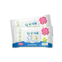 ราคา VIVA ทิชชู่เปียก รุ่น Organic Baby Wipes สีขาว ขนาด 80 แผ่น (2 ห่อ/แพ็ค) (0A00056)