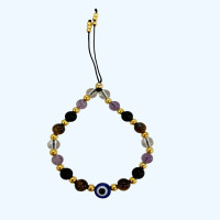 ราคา EVIL EYE สร้อยข้อมือหินธรรมชาติ คริสตัลบำบัด ปรับขนาดได้ (YD22689)