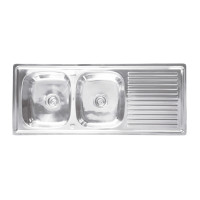 ราคา อ่างล้างจานฝัง 2 หลุม 1 ที่พัก 120 ซม. TEKA LINEA รุ่น VIVA S 120 2B1D สีสเตนเลส (YB02313)