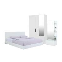 ราคา ชุดห้องนอน INDEX LIVING MALL รุ่นแมสซิโม่+แมกซี่ ขนาด 5 ฟุต (เตียงนอน(พื้นเตียงซี่)+ตู้เสื้อผ้า 3 บาน พร้อมกระจกเงา+โต๊ะเครื่องแป้ง) - สีขาว (YA05298)