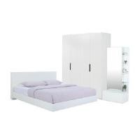 ราคา ชุดห้องนอน INDEX LIVING MALL รุ่นแมสซิโม่+แมกซี่ ขนาด 5 ฟุต (เตียงนอน(พื้นเตียงซี่)+ตู้เสื้อผ้า 4 บาน+โต๊ะเครื่องแป้ง) - สีขาว (YA05290)