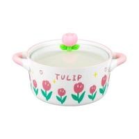 ราคา RRS ถ้วยซุปเซรามิกพร้อมฝา สีชมพู ลายทิวลิป ขนาด 15 ซม. (YD40541)