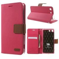 ราคา เคสหนังฝาพับข้าง Sony Xperia M5 รุ่น ROAR Wallet Leather Case สีชมพูเข้ม (1770)