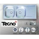 ราคา ซิ้งล้างจานแบบฝัง (เทคโน) TECNO 2 หลุม มีที่พักข้าง ขนาด 120/50 เซนติเมตร แถมก๊อกน้ำ