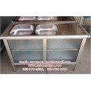 ราคา ซิ้งค์ล้างจาน 2 หลุมมีที่พัก ขนาด 1.20 เมตร แบบตู้อลูมิเนียม ยี่ห้อโฮมเมต แถมก๊อกน้ำ
