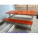 ราคา โต๊ะโรงอาหารขา J ไม้สักระแนง kkw2-25