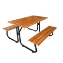 ราคา โต๊ะโรงอาหารขา J หน้าไม้สักตีระแนง ขนาด 120 ซม. kkw23-3