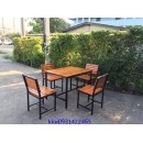 ราคา โต๊ะเก้าอี้โรงอาหารไม้ระแนงขาเหล็ก kkw2-32
