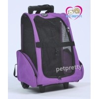 ราคา เป้ใส่สุนัขมีล้อ เป็นเป้สะพายหลังและลากได้ยี่ห้อ Pet Comerรับน้ำหนักได้มาก1-5กก สีม่วง