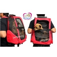ราคา เป้ใส่สุนัขมีล้อ เป็นเป้สะพายหลังและลากได้ยี่ห้อ Pet Comerรับน้ำหนักได้มาก1-5kg สีแดง
