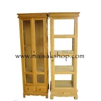 ราคา เฟอร์นิเจอร์ไม้สัก(furniturt) ตู้โชว์โบราณแบบ 2 บาน หลังทึบและตู้โชว์โบราณบานเดี่ยว 4 ชั้น กระจกรอบ