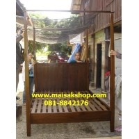 ราคา เฟอร์นิเจอร์ไม้สัก(Furniture) เตียง,เตียงนอน,เตียงนอนไม้สักแบบหัวทึบมีเสา