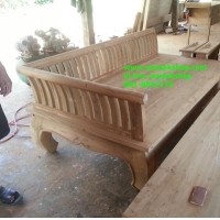 ราคา เฟอร์นิเจอร์ไม้สัก(Furniture) ตั่งขาคู้พนักพิงโค้งไม้ชี่