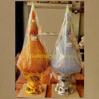 ราคา พานพุ่มผ้าข้างบิณฑ์คู่เงินทอง เบอร์ 8