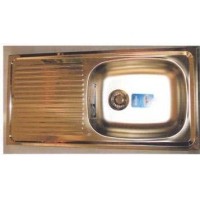 ราคา ซิ้งล้างจานแบบฝังเคาน์เตอร์ (อ่างล้างจาน) มีที่พักด้านข้าง สแตนเลส หลุมเดียว