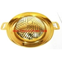 ราคา *กะทะย่างเกาหลี ทองเหลือง เล็ก 10.5 นิ้ว(วัดไม่รวมหู)