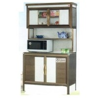 ราคา ตู้ครัวอลูมิเนียมหน้าเรียบ ขนาด 1 เมตร มีตู้ลอยและตู้เก็บของ ยี่ห้อไลอ้อน