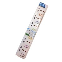 ราคา Toshino รางปลั๊กไฟกันไฟกระชาก 6 ช่อง 6 สวิตช์ 5 เมตร E-9165M - White