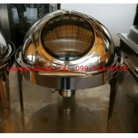 ราคา ถาดอุ่นอาหารบุฟเฟ่ต์กลม มีกระจก เปิดฝาครึ่งเดียว