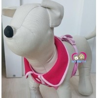 ราคา สายจูง+ชุดรัดอกสุนัขปกโปโล สีชมพู ยี่ห้อPuppe ผ้าคอตตอน ไซส์XS รอบอก24-29เซน