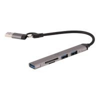 ราคา TECHPRO Port Hub 5-in-2 2xUSB 2.0/USB 3.0/Card reader SDTF Gray (8857882444765)