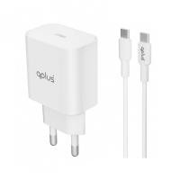 ราคา อะแดปเตอร์พร้อมสายชาร์จ QPLUS Wall USB Charger 1 USB-C (PD20W) + USB-C to USB-C Cable 1M. White (AP21) ( (8856899941946)