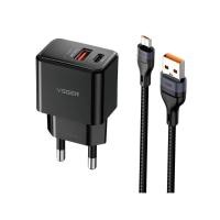 ราคา อะแดปเตอร์ VEGER Wall Charger 1 USB-A / 1 USB-C 20W พร้อมสายชาร์จ USB-A to Micro USB 1 เมตร (8859531906488)