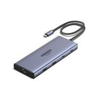ราคา Ugreen Port Hub 10-in-1 USB-C to 2xHDMI/2xUSB-A 3.2/2x USB-C/USB-A 3.0/SD/TF+RJ45+PD(4K@60Hz) (45380) Gray (6941876243808)