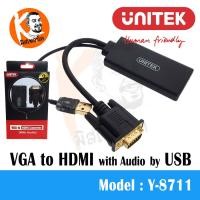 ราคา Y-8711 Unitek VGA to HDMI with Audio by USB สายแปลงสัญญาณภาพ VGA ไปเป็น HDMI Full HD 1080P 60Hz (322)