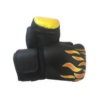 ราคา นวมชกมวย นวมมวย สีดำ ลายเปลวไฟเหลืองแดง (14 ออนซ์) (789)