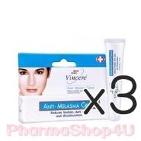 ราคา (ซื้อ3 ราคาพิเศษ) Vin 21 (Vincere) วินเชเล่ Anti-Melasma Cream 15 ml. แอนตี้ เมลาสม่า ครีม 15 มล. ครีมทาฝ้า สูตรจากสวิตเซอร์แลนด์ ลดฝ้ากระ อย่างมีประสิทธิภาพสูงสุดเพื่อการลดฝ้า กระ ที่ต้นเหตุอย่างแท้จ