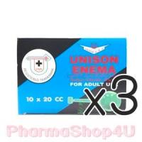 ราคา (ซื้อ3 ราคาพิเศษ) UNISON ENEMA ผู้ใหญ่ 20CC (กล่อง10ลูก) น้ำเกลือสวนทวารสำหรับผู้ใหญ่ มีความปลอดภัยสูง (8751)