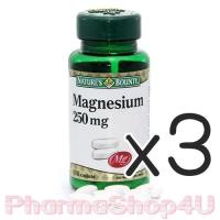 ราคา (ซื้อ3 ราคาพิเศษ) Nature&apos;s Bounty Magnesium 250 mg บรรจุ 100 เม็ด เนเจอร์ส เบาวน์ตี้ แมกนีเซียม ส่งเสริมการทำงานระบบประสาท บรรเทาอาการไมเกรน ซึมเศร้า เครียด (9356)