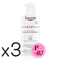 ราคา (ซื้อ3 ราคาพิเศษ) EUCERIN BABY WASH AND SHAMPOO 400 ML ไม่เพียงทำความสะอาด แต่ยังปกป้อง ผิวบอบบางของทารก (10114)