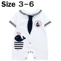 ราคา ชุดบอดี้สูท กะลาสี ราคา 205 บาท ปกติ 615 บาท ชุดหมีบอดี้สูท กะลาสี ขาว Size 3-6 (19711)
