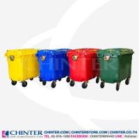 ราคา ราคาถังขยะ660ลิตร มีล้อและหูเหล็กกัลวาไนซ์ อย่างหนา ฝาเปิดด้านบน