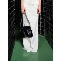 ราคา Charles & Keith กระเป๋าสะพายไหล่สายโซ่รุ่น Duo - สีดำอะไหล่สีเงิน