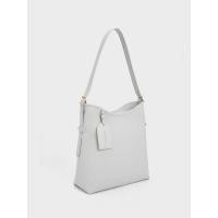 ราคา Charles & Keith กระเป๋าโฮโบทรงหนังนิ่มรุ่น Naomi - สีเทา