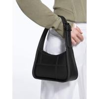 ราคา Charles & Keith Avenue Contrast-Trim Trapeze Shoulder Bag - สีดำ