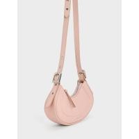 ราคา Charles & Keith กระเป๋าสะพายไหล่ทรงโค้งรุ่น Petra - สีชมพู