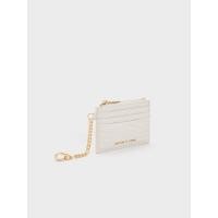 ราคา Charles & Keith Aubrielle Stitch-Trim Zip Card Holder - สีขาว