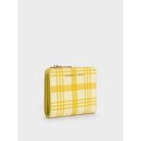 ราคา Charles & Keith Plaid Zip Around Card Holder - สีเหลือง