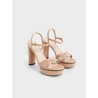 ราคา Charles & Keith รองเท้าแตะแพลตฟอร์มแบบสายไขว้ - สีนู้ด