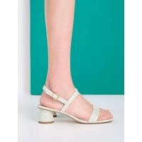 ราคา Charles & Keith รองเท้าแตะส้นสูงแบบรัดส้นรุ่น Cylindrical - สีชอล์ค