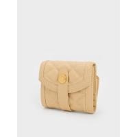 ราคา Charles & Keith Este Quilted Belted Small Wallet - สีเบจ
