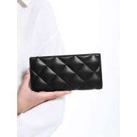 ราคา Charles & Keith กระเป๋าสตางค์ใบยาวดีไซน์ลายควิลท์รุ่น Danika - สีดำ