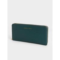 ราคา Charles & Keith กระเป๋าสตางค์ใบยาวดีไซน์ที่ปิดแบบซิปรอบ - สีเขียว